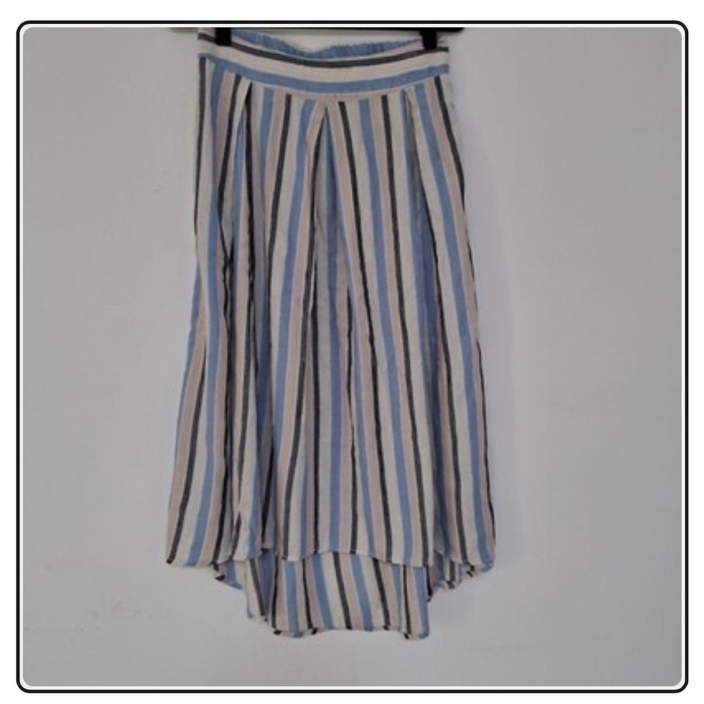 Max Studio High Low Skirt with Blue and White Stripes